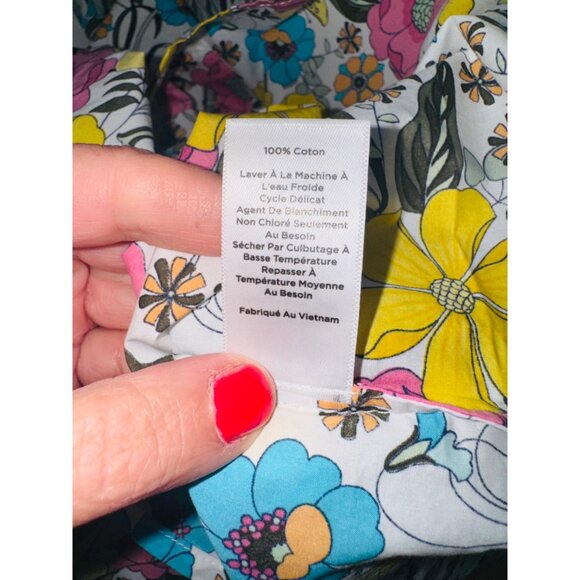 Talbots Bright Floral Button-Down Shirt L 100% Cotton Multi-Color Sustainable - Picture 10 of 11